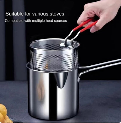 Fryer Frying Pot with Strainer 12ML Capacity | Basket Deep Fryer Pot for Baking Frying Boiling Home Kitchen