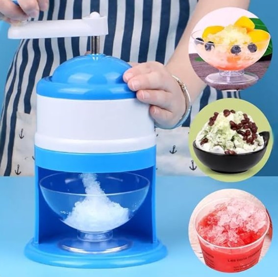 Manual Portable Hand Ice Crusher Machine | Portable Shaved Ice Maker & Gola Maker with Stainless Steel Blades
