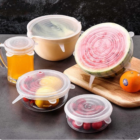 Silicone Premium Stretch Lids | Pack of 6 | Reusable Bowl Covers | Multi‑Size Food Savers