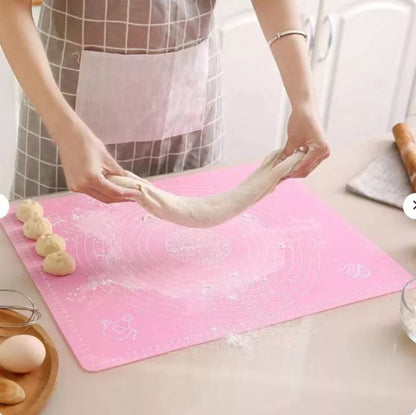 Silicone Baking Roti Mat with Measurements | Heat Resistant Non-Stick Flour Rolling | Kneading Dough Pad | Size 50x40