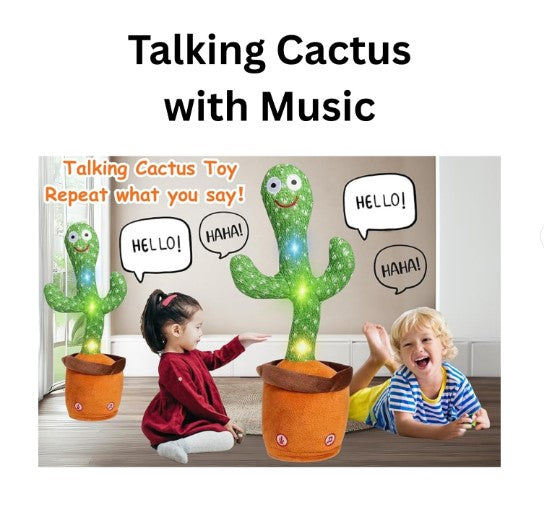 Dancing Cactus Toy for Kids | Talking & Singing Plush Cactus | Interactive Mimic Toy | Battery Operated Fun Toy for Toddlers (Without Box)
