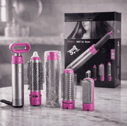 5-in-1 Professional Hot Air Styler & Hair Dryer Set | Multi-Functional Curler, Straightener & Volumizer Kit